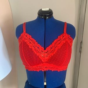 SAVAGExFENTY RED DOTTED MESH BRALETTE